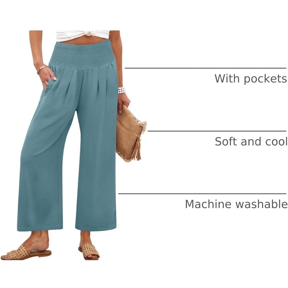 Women's Teal Wide-Leg Pants - Picture 3 of 6